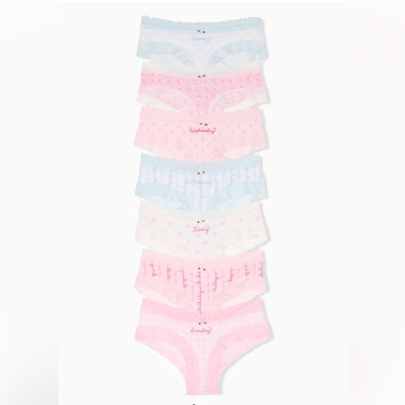 LOVESHACKFANCY PINK 7pk Underwear Set - Picture 1 of 3